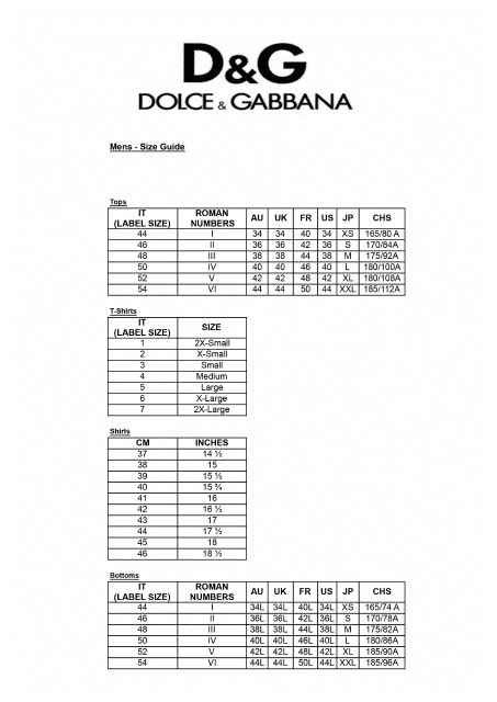 dolce gabbana size chart men|dolce and gabbana size guide.